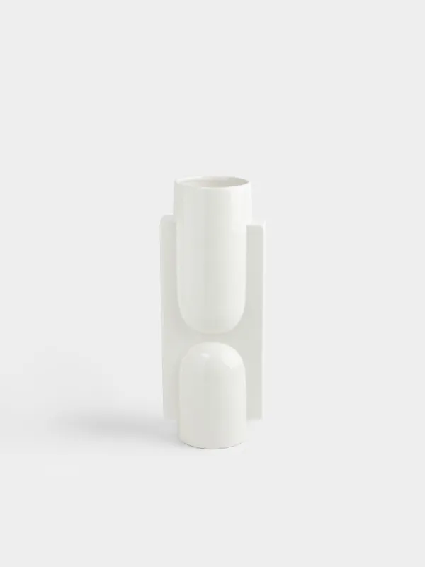 Гүл вазасы, 38 см, сәндік, керамика, сүт түстес, Пішіндер, Minimalism, image-0