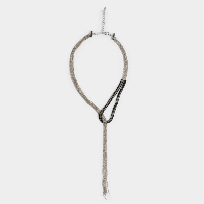 Алқа, 65 см, металл/страздар, қара, Кристалдар, Jewelry black