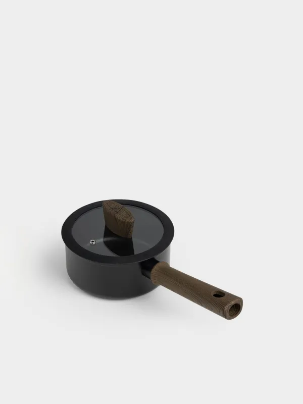 Ковш, 16 см, 1,3 л, с крышкой, с покрытием, алюминий, черный, Inty black, image-1