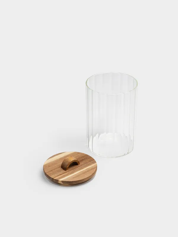 Сусымалы өнімдерге арналған құты, 1,6 л, шыны Б/ағаш, Camellia wood, image-1