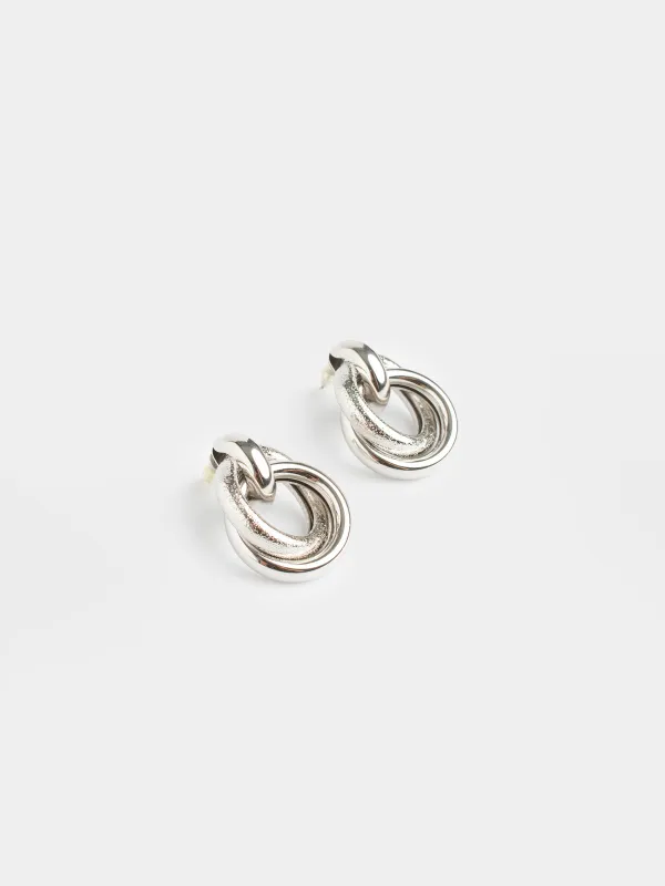 Пусет сырғалары, 3 см, 2 дана, металл, күміс түстес, Сақиналар, Jewelry, image-1