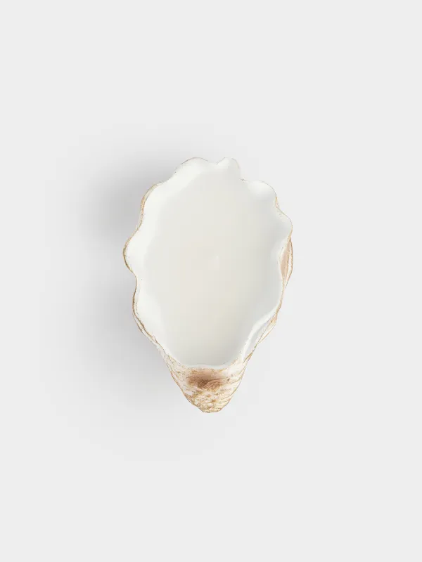 Шам, 12х4 см, шам ұстағышта, полирезин, алтын сүт, Устрица, Seaside candle, image-4