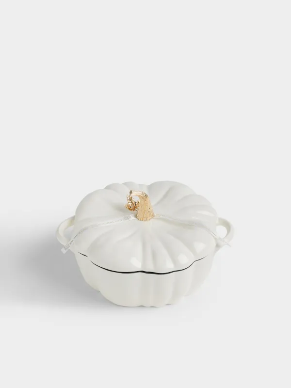 Казан, 24 см, 2,7 л, с крышкой, чугун, молочный, Тыква, Gourd, image-3