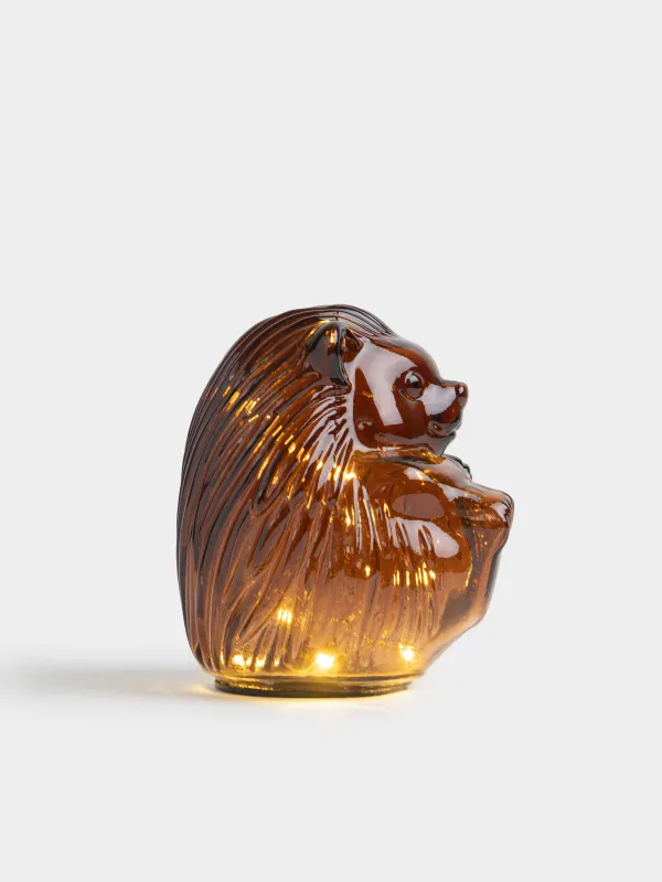 Сәндік шам, 13 см, шыны, қоңыр, Кірпі, Illumination shape, image-2