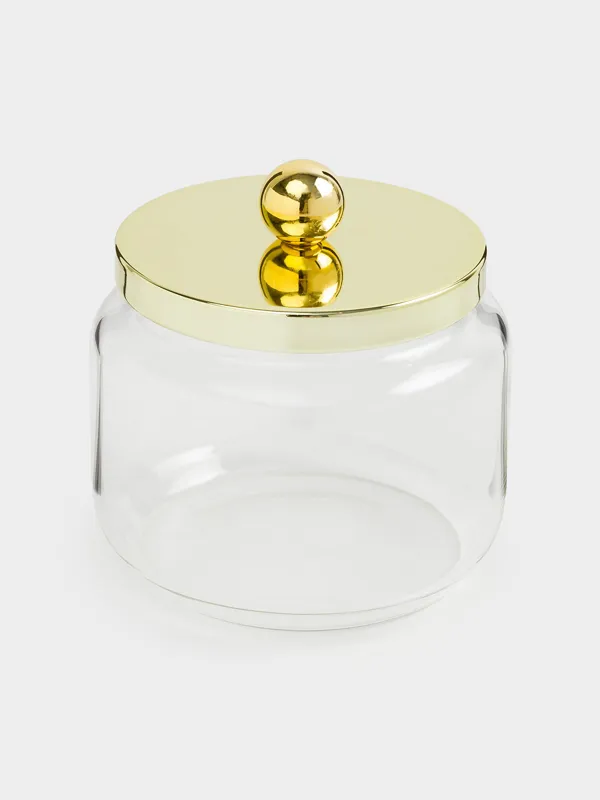 Сақтау ыдысы, 9х9 см, 300 мл, шыны/металл, алтын, Classic gold, image-1