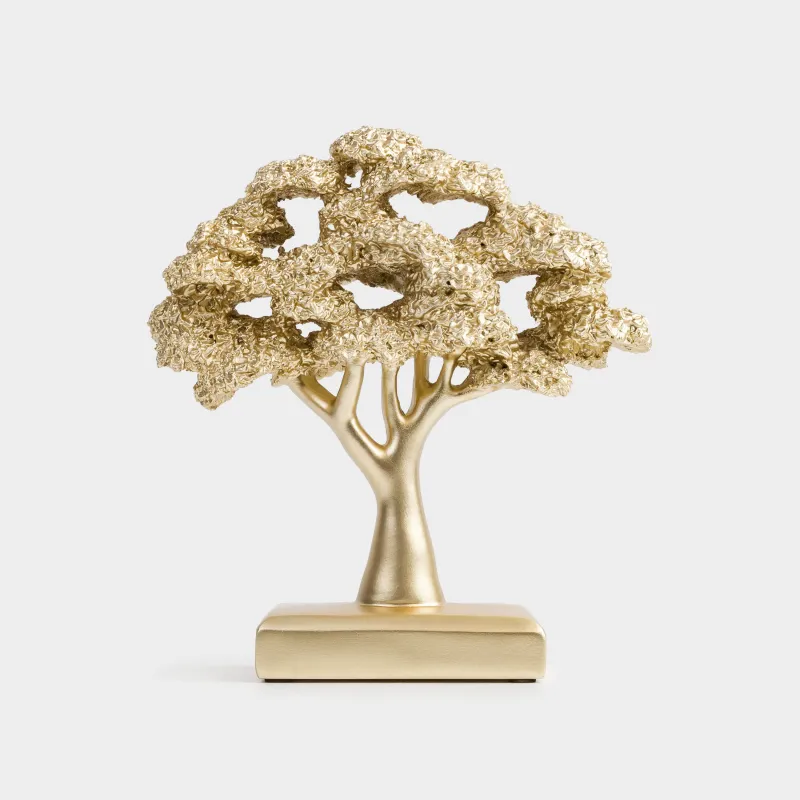 Мүсінше, 23 см, полирезин, алтын, Бонсай, Wood gold, image-0