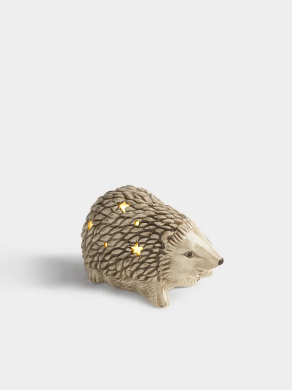 Статуэтка с подсветкой, 15 см, керамика D, серо-коричневая, Ежи, Hedgehog, image-3