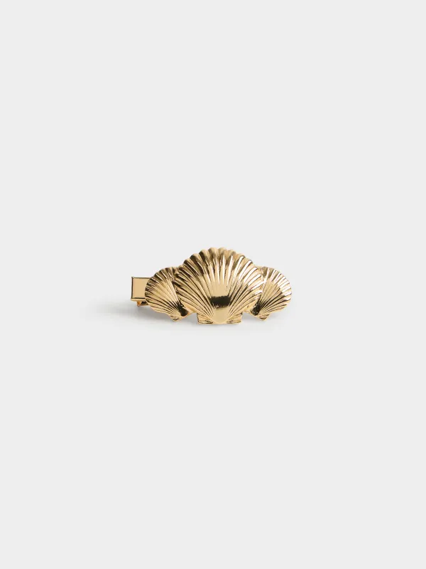 Заколка для волос, 5 см, металл, золотистая, Ракушки, Jewelry seaside, image-0