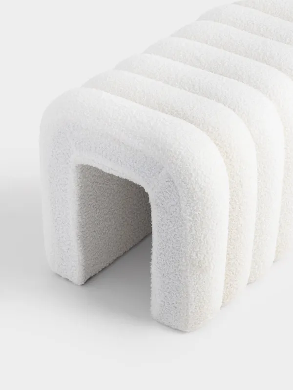 Банкетка, 76х40 см, букле/ағаш, сүт түстес, Арка, Boucle, image-1