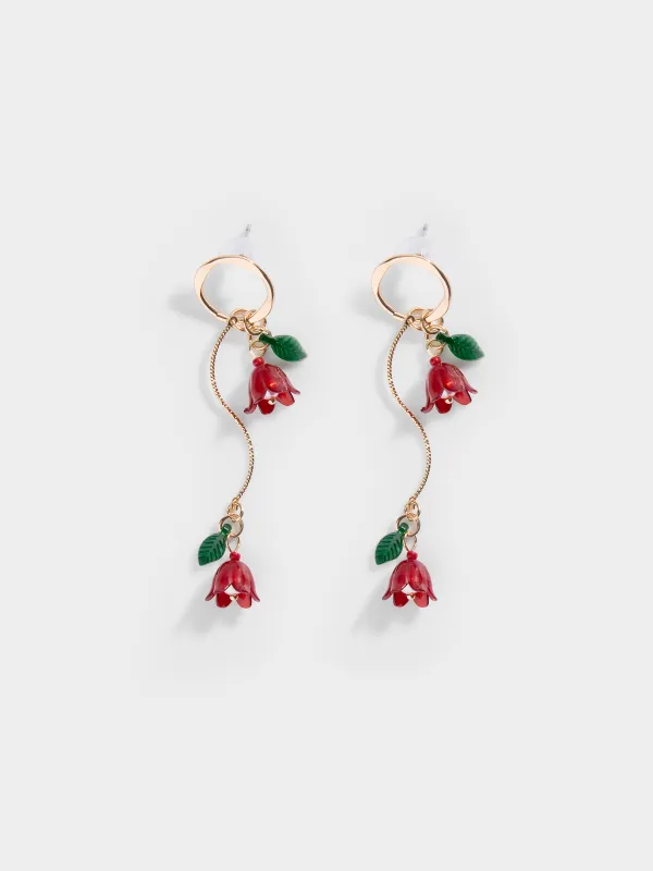 Серьги-пусеты, 7 см, 2 шт, металл/пластик, золотистые, Цветы, Jewelry flower, image-0