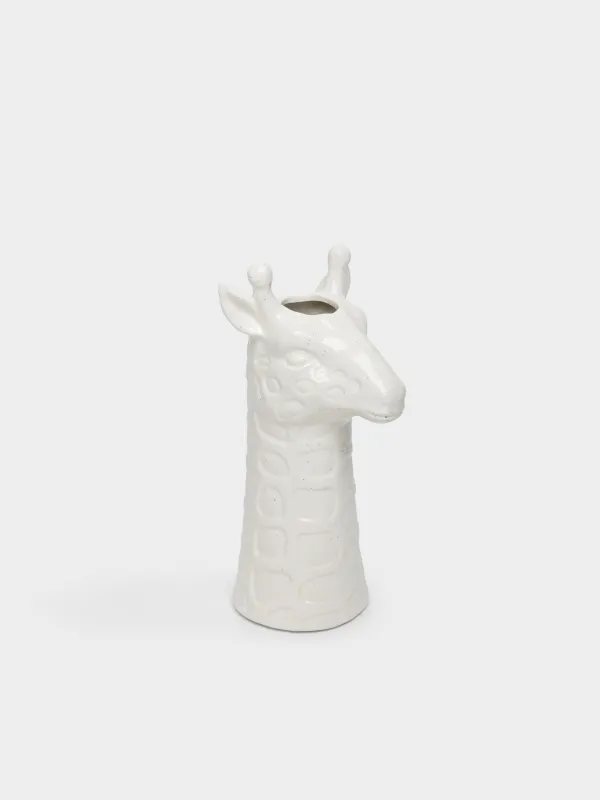 Гүл вазасы, 26 см, сәндік, керамика, сүт түстес, дақты, Керік, Giraffe, image-1