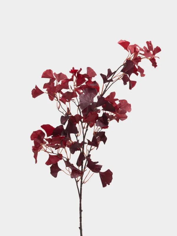 Ветка декоративная, 1 м, пластик/полиэстер, Бордовый гинкго билоба, Leafs decor, image-1