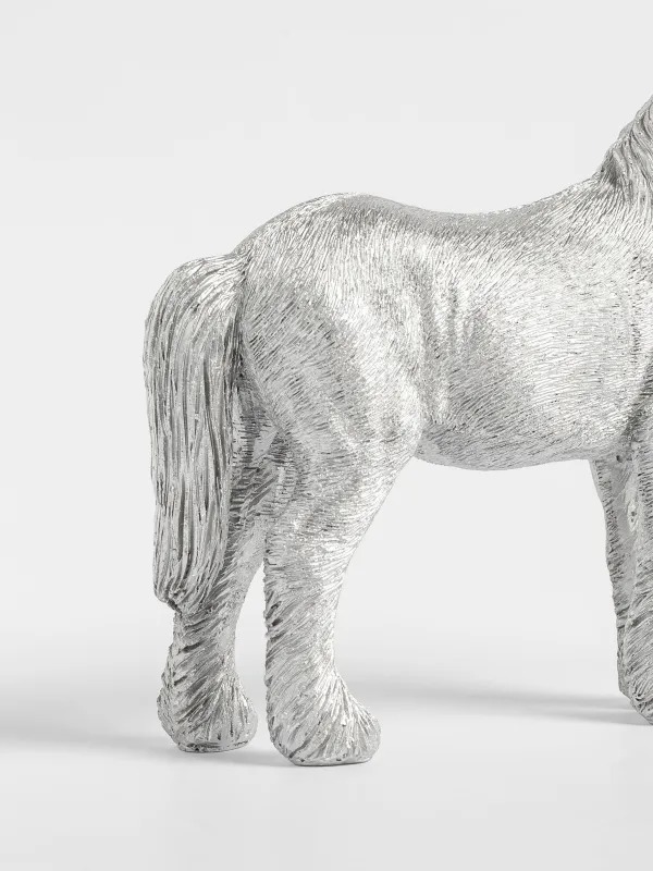 Мүсінше, 17х16 см, полирезин, күміс, Жылқы, Horse silver, image-4