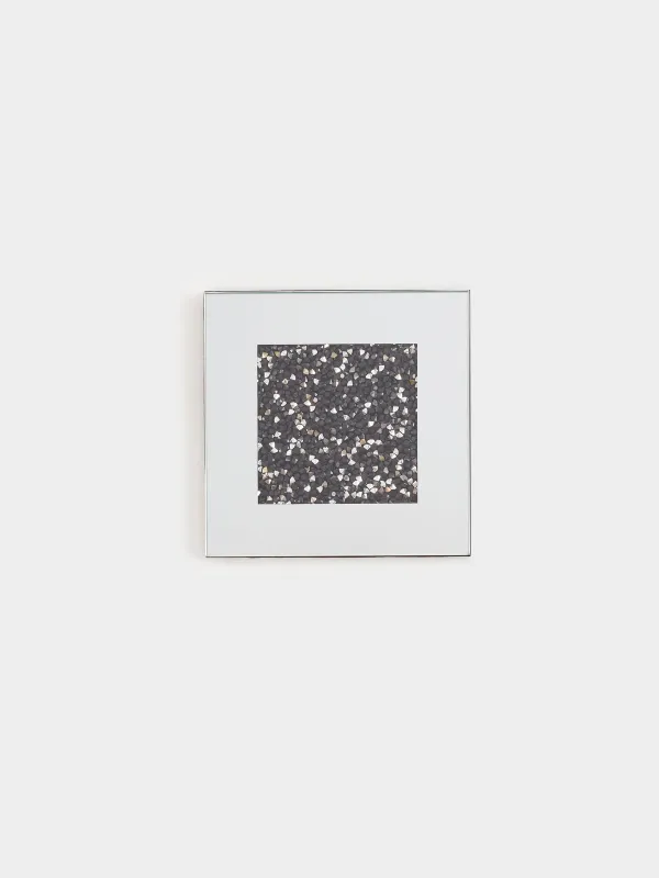 Саптыаяқ тұғыры, 10 см, шыны, шаршы, айна, Қара кристалдар, Glossy crystal, image-0