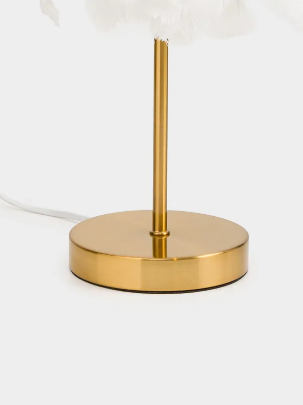 Үстел шамы, 42 см, металл/қауырсын, ақ және алтын, Fantastic gold, image-3