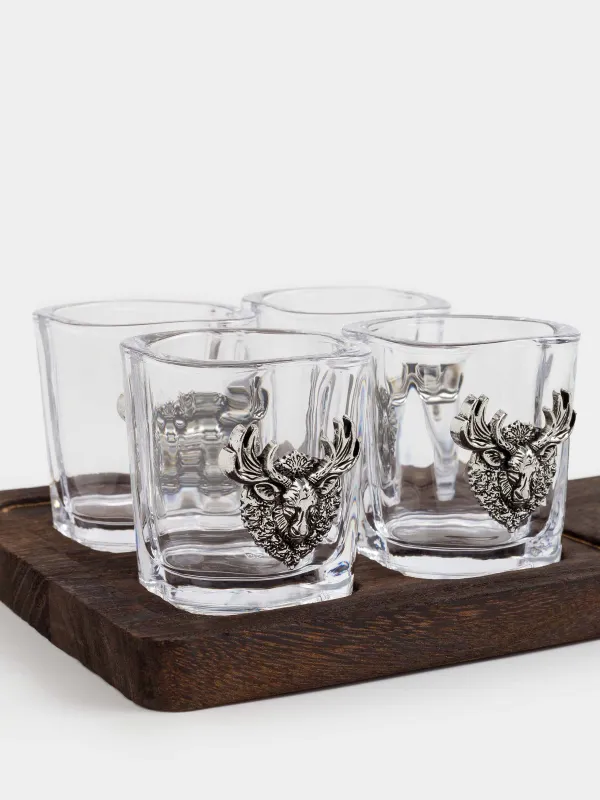 Стопка для водки, 4 шт, на подставке, Lux elements decor, image-1