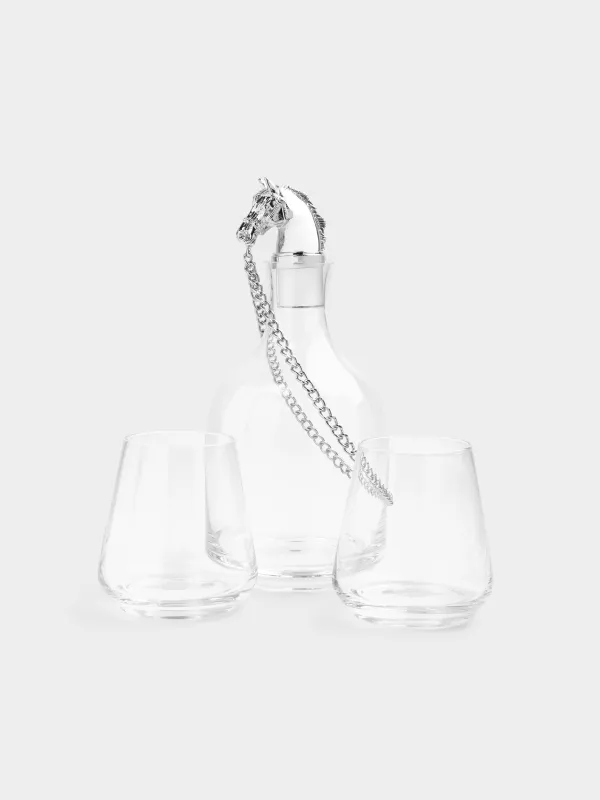 Набор для виски, 3 предмета, Серебристая лошадь, Elegant horse, image-0