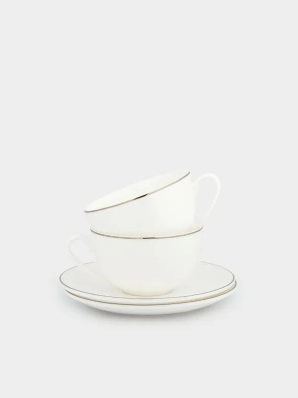 Шай жұбы, 2 тұлға, 4 зат, 250 мл, фарфор F, Pearl-platinum, image-0