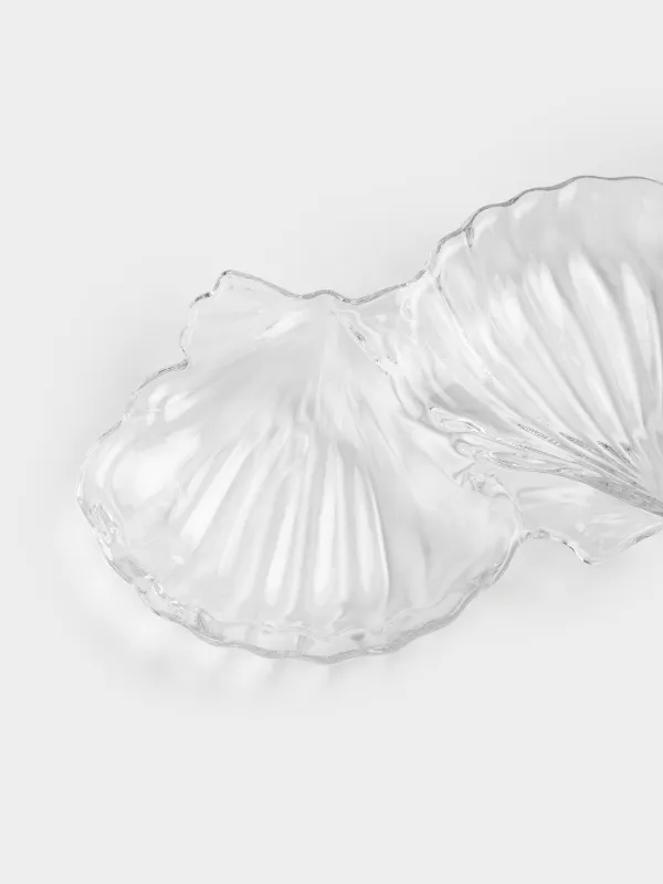 Бөлімі бар тәрелке, 22x13 см, 2 бөлім, шыны Р, Қабыршақ, Tellina, image-1