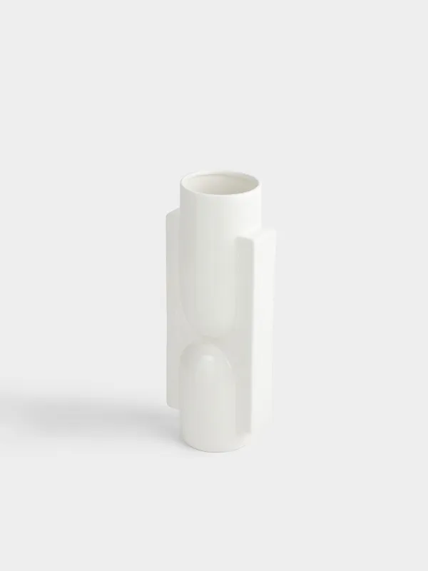 Гүл вазасы, 38 см, сәндік, керамика, сүт түстес, Пішіндер, Minimalism, image-1