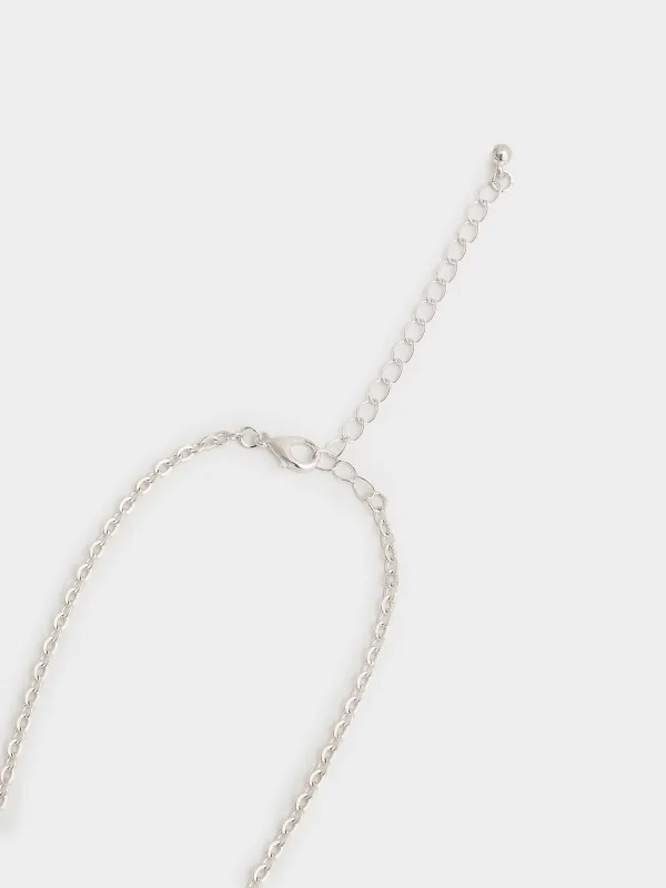 Шынжыр, 40 см, аспасы бар, металл/страздар, күміс түстес, Таға, Jewelry horse, image-2