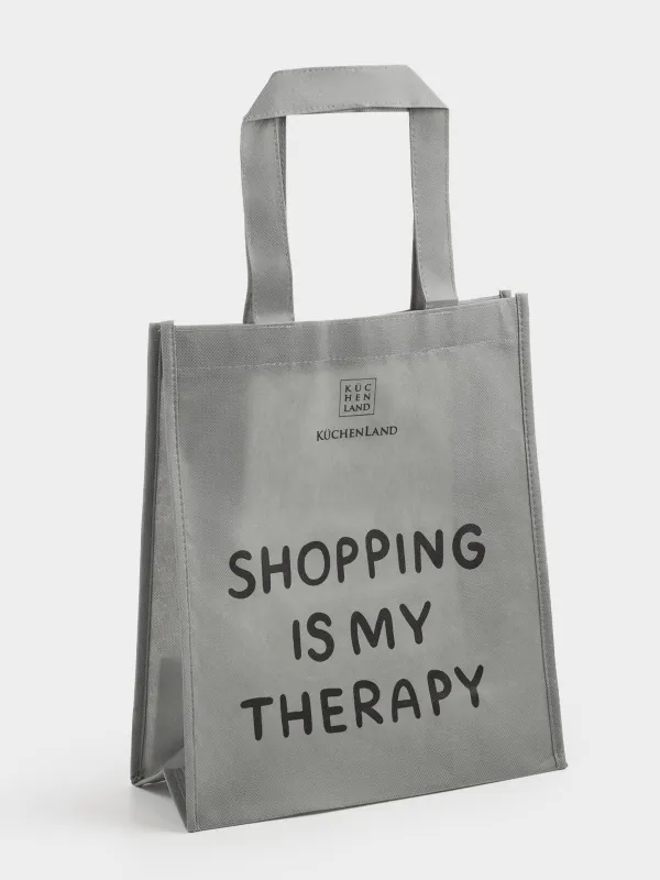 Шоппер сөмкесі, 55х45 см, полипропилен, сұр, Дизайн, Shopping font, image-3