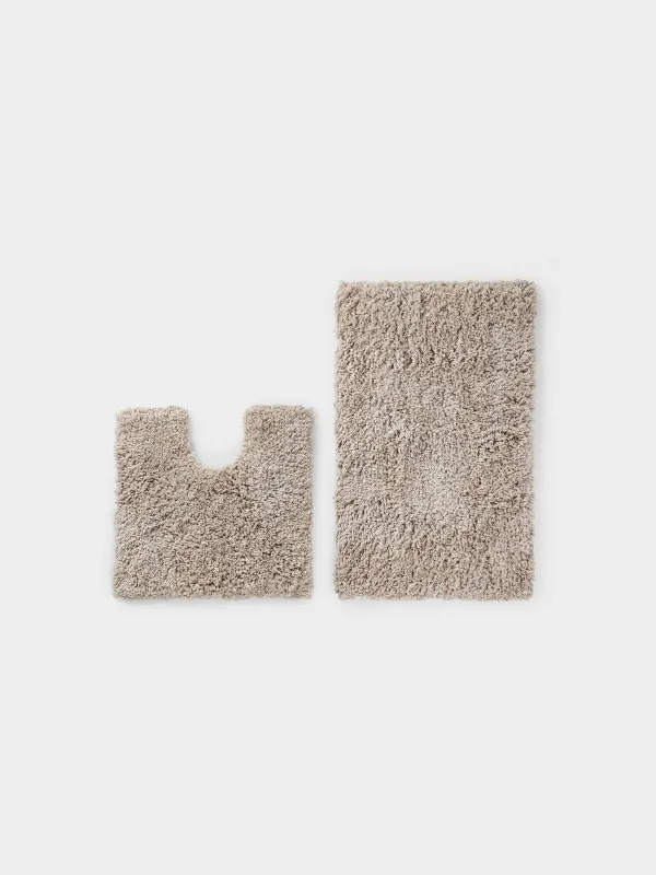 Жуынатын бөлмеге арналған кілемше, 50x80/50x50 см, 2 дана, сырғанауға қарсы, полиэстер, құмды, Spark, image-0