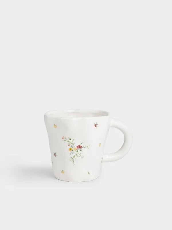 Кружка, 540 мл, керамика D, молочная, Цветы, El flower, image-0