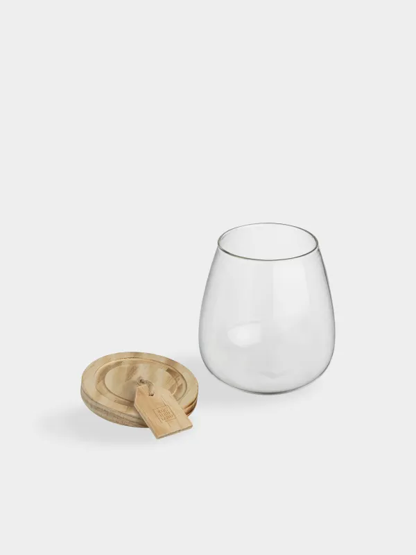 Банка для сыпучих продуктов, 1 л, стекло Б/дерево, Clear wood, image-2