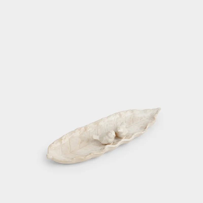 Сәндік ыдыс, 36х12x5 см, фарфор Р, сүт түстес, Құстар, Birds milk