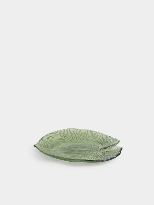 Ыдыс, 25х23х3 см, шыны, жасыл, Жапырақ, Hosta, image-1