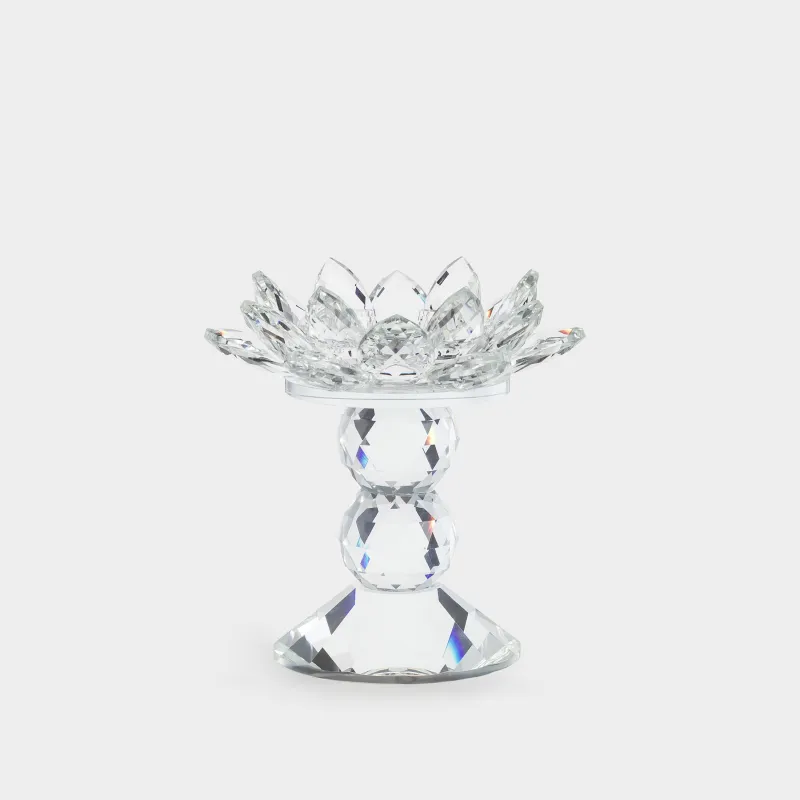 Шам ұстағыш, 13 см, цилиндрлік шамға арналған аяқты, шыны, Гүл, Crystal flower
