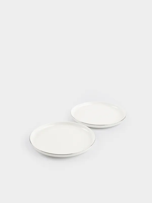 Тәтті тағам тәрелкесі, 20 см, 2 дана, фарфор F, ақ, Ideal silver, image-1