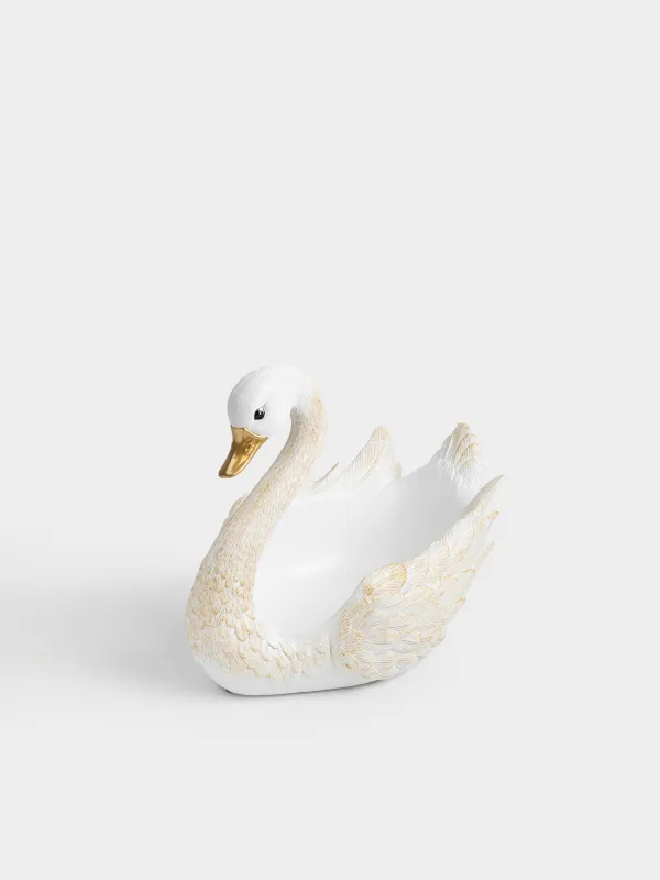 Кәмпит ыдысы, 29x25 см, полирезин, сүт және алтын түстес, Аққу, Swan, image-1