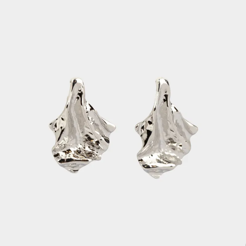 Пусет сырғалары, 5 см, 2 дана, металл, күміс түстес, Мыжылған әсер, Jewelry