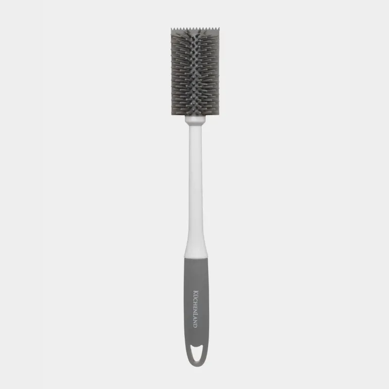 Бөтелке өшіргіш, 33 см, қырғышпен, резеңке / пластик, сұр-ақ, Clean