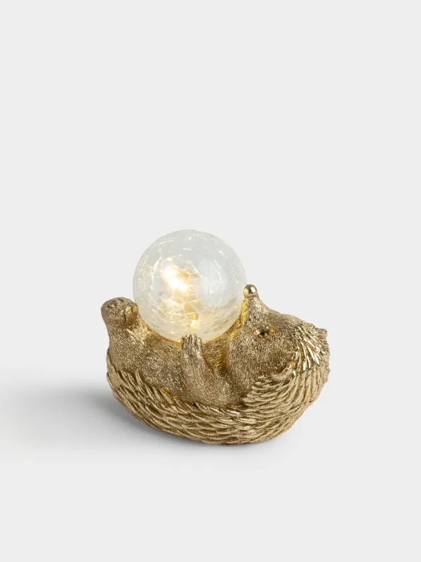 Статуэтка с подсветкой, 13 см, полирезин/стекло, золотистая, Еж, Hedgehog gold, image-2