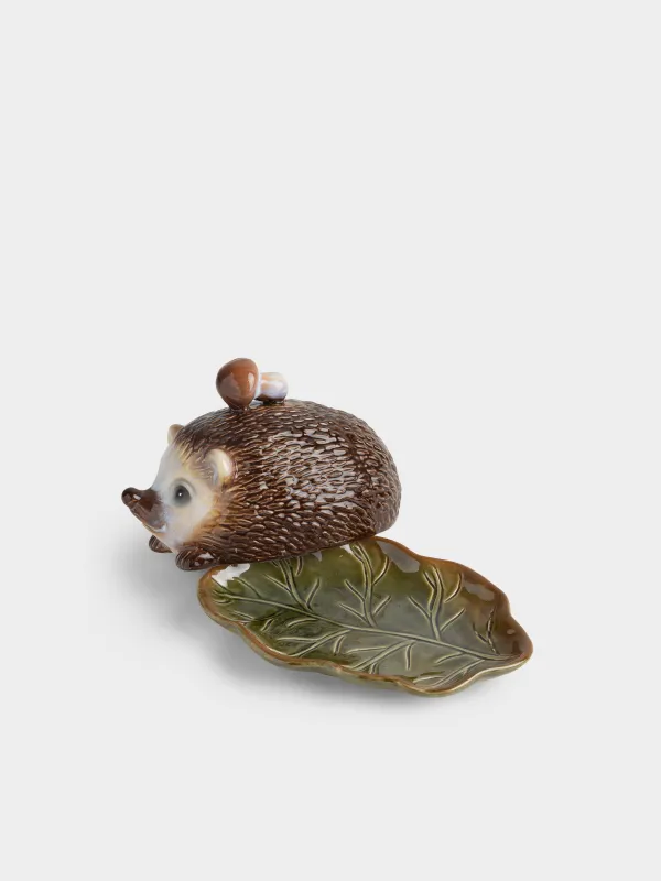 Сары май ыдысы, 18 см, керамика K, қоңыр, Саңырауқұлағы бар кірпі, Hedgehog, image-2