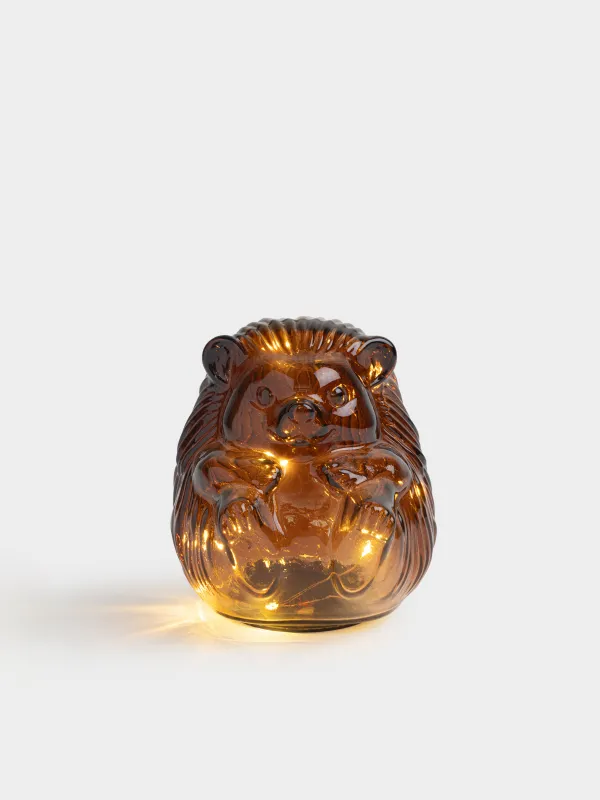 Сәндік шам, 13 см, шыны, қоңыр, Кірпі, Illumination shape, image-0