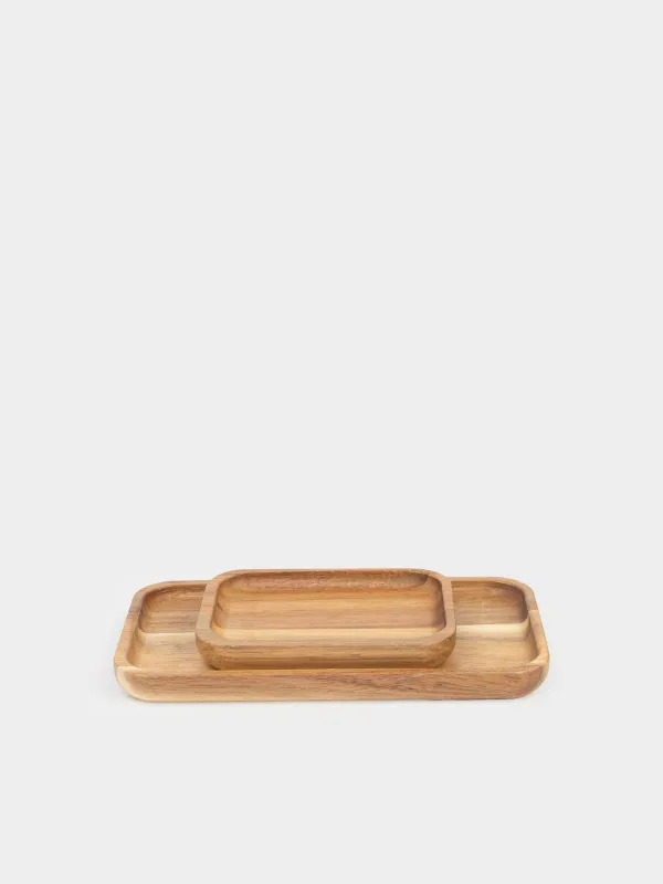 Набор блюд, 12/20 см, 2 шт, дерево, прямоугольное, Eco home, image-1