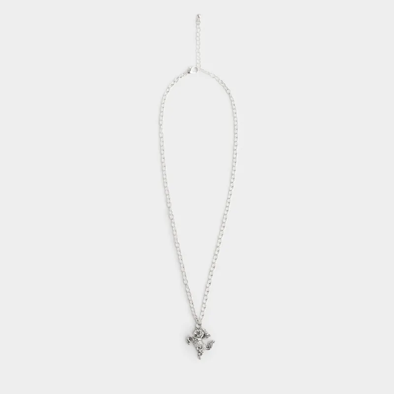 Шынжыр, 49 см, аспасы бар, металл/страздар, күміс түстес, Жылқы, Jewelry horse