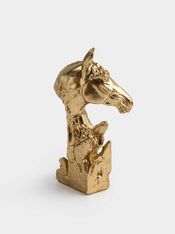 Статуэтка, 12 см, Голова лошади, Horse gold, image-4