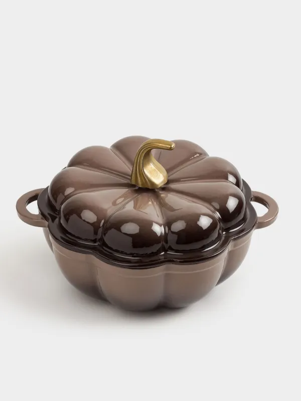 Кәстрөл, 20 см, 1,7 л, қақпағы бар, шойын, қоңыр, асқабақ, Gourd, image-7
