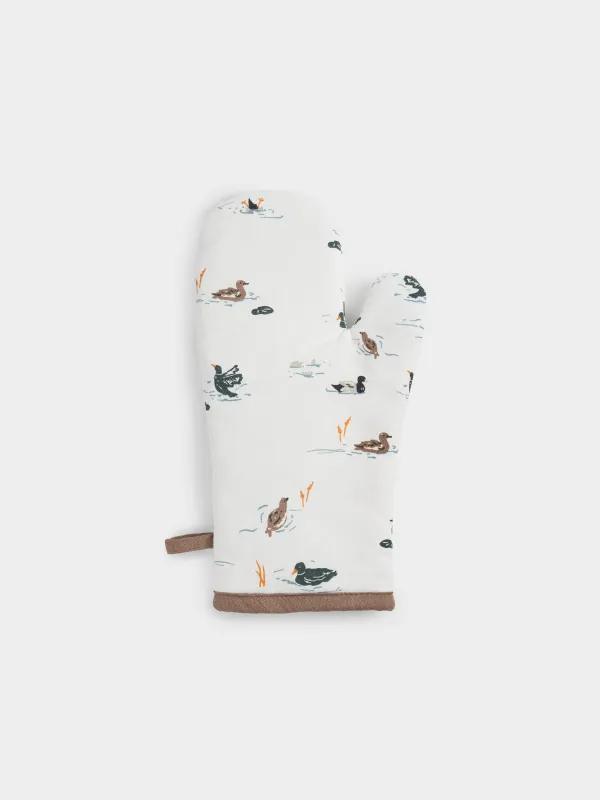Ыдыс ұстағыш-қолғап, 17х33 см, сүт түстес, Үйректер, Ducks in pond, image-4