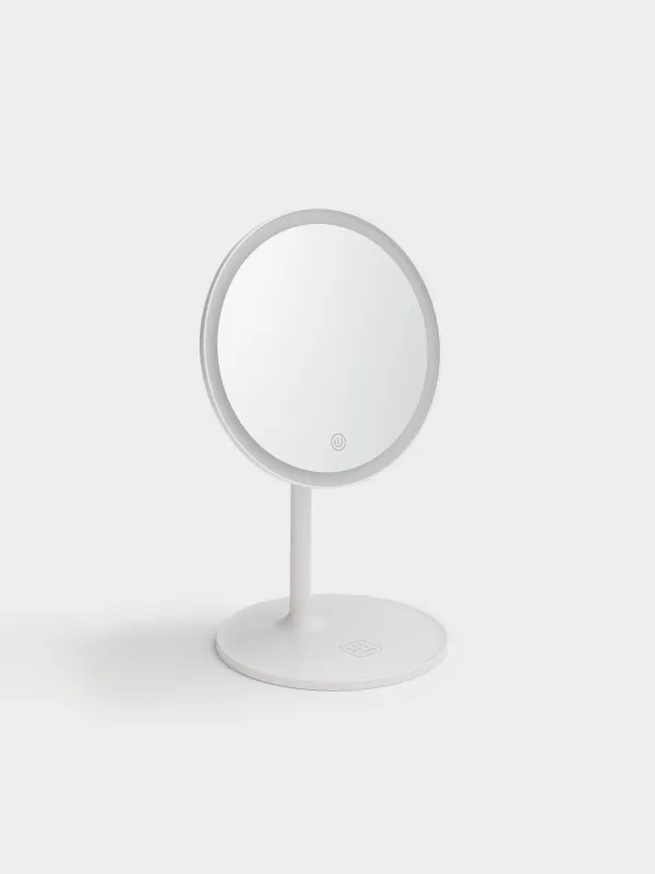 Үстел үсті айна, 33х17/20 cm, жарықтандырылған, стендте, пластик, дөңгелек, АҚ, Веста, image-0