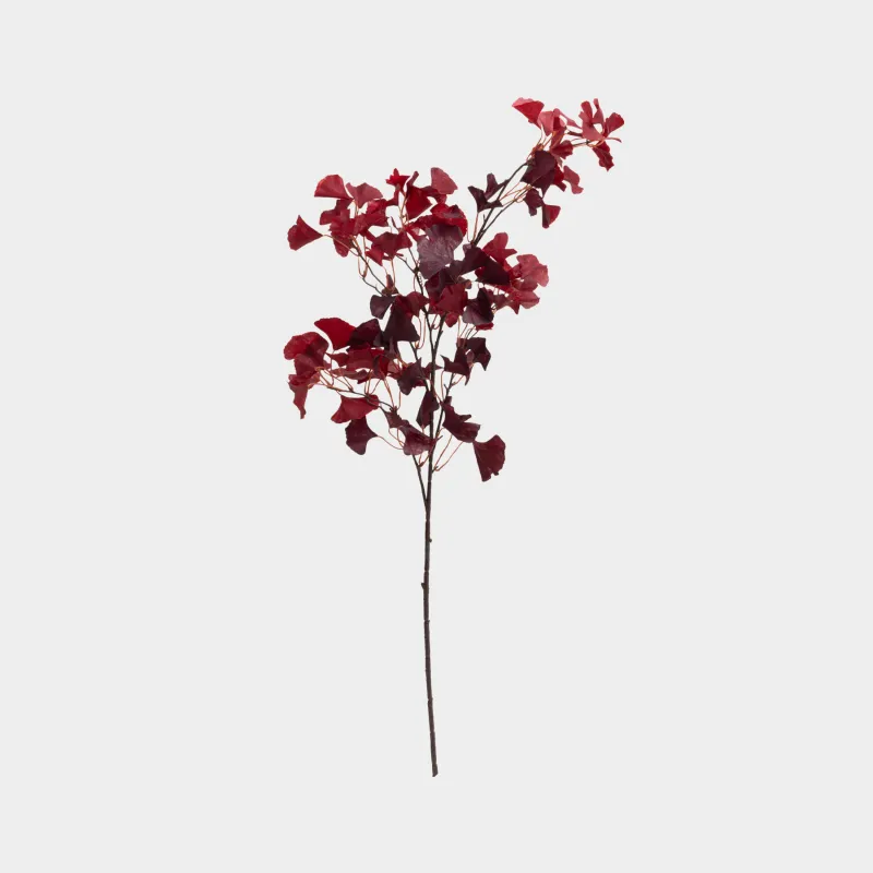 Ветка декоративная, 1 м, пластик/полиэстер, Бордовый гинкго билоба, Leafs decor