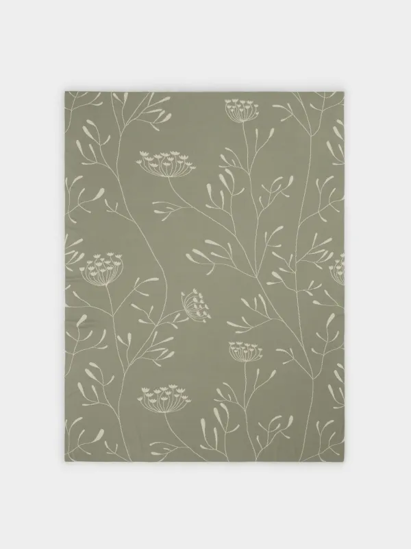 Плед, 130х170 см, двусторонний, хлопок, бежево-зеленый, Цветы, Wildflower, image-2