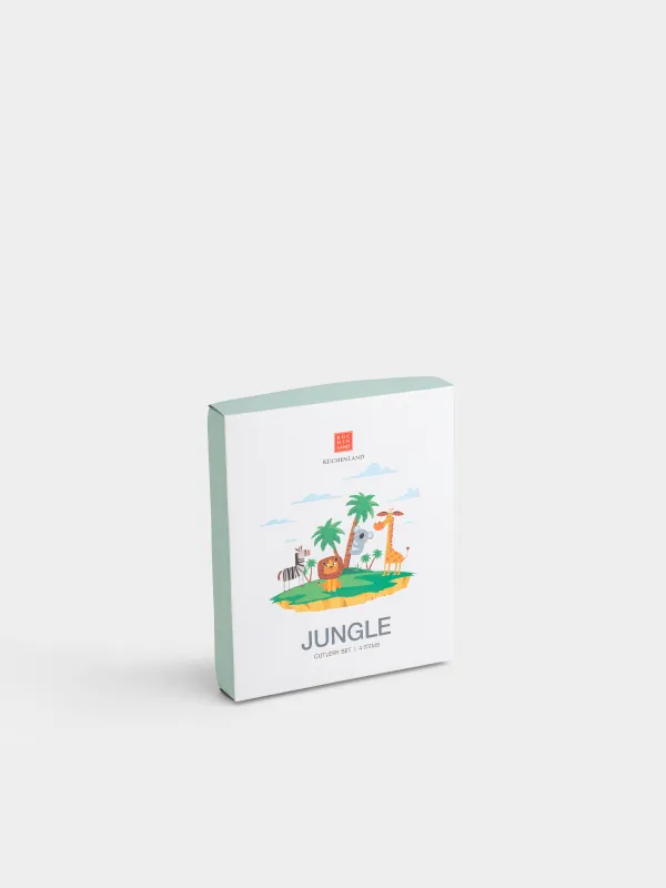 Столовые приборы, детские, 1 перс, 4 пр, сталь, Зоопарк, Jungle, image-1