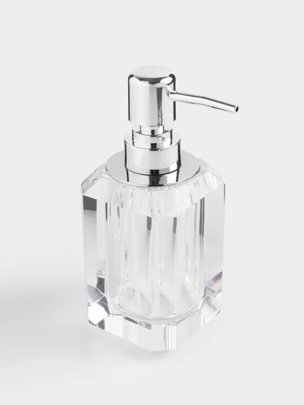 Сұйық сабынға арналған диспенсер, 200 мл, шыны/металл, Қырлар, Shower Crystal Glance, image-3