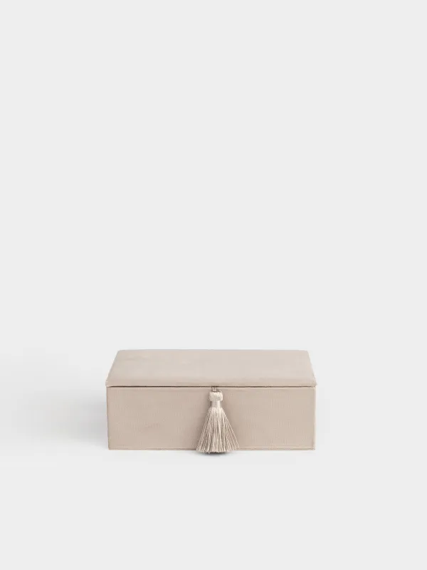 Зергерлік қобдиша, 18х6 см, шашағы бар, барқыт/МДФ, сүтті, Velvet, image-1